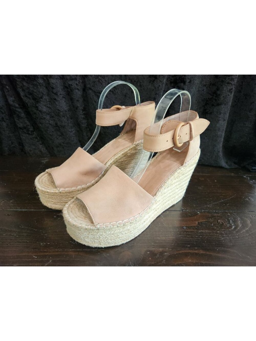 Marc Fisher Alida Pink Nubuck Leather Espadrille Wedge Sandals/Sz. 11M